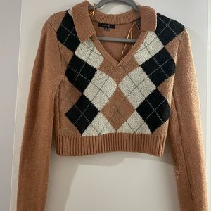 Cropped Plaid Sweater
